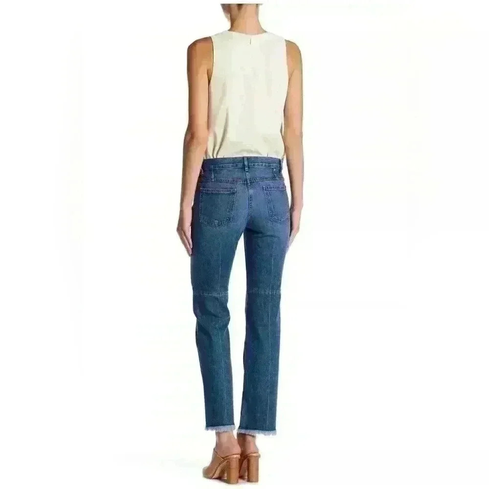 P7002 theory raw hemmed straight legged medium wash jeans size 28 - Picture 2 of 8